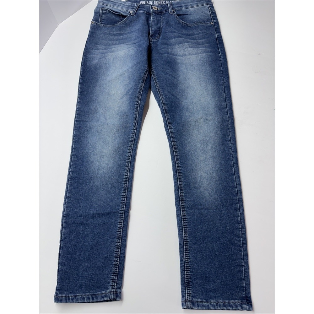 Vintage Genes Black Skinny Fit Mens Jeans 32x30 Blue‎ Denim Stretch